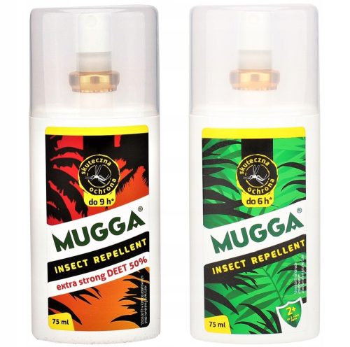 Insect repellent Mugga Deet mosquito and tick spray 50% 75 ml + Mugga insect repellent spray 75 ml 104 g