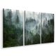 Pictures on the wall TRYPTIC Painting Forest in the Fog Trees Nature 3D 180x120