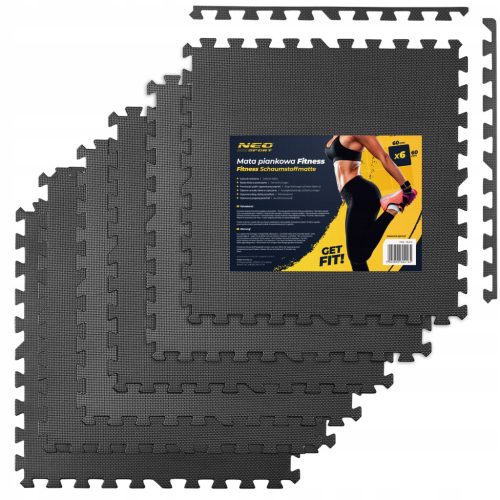  Neo-Sport Exercise Mat 60cm x 60cm Black