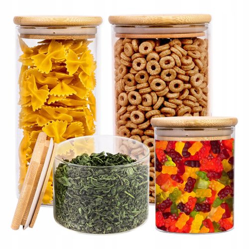 Food Containers GLASS FOOD CONTAINERS, BAMBOO NOODLE JAR