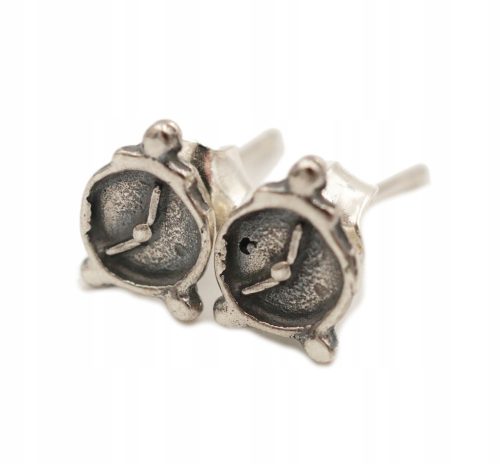  Beautiful silver alarm clock stud earrings