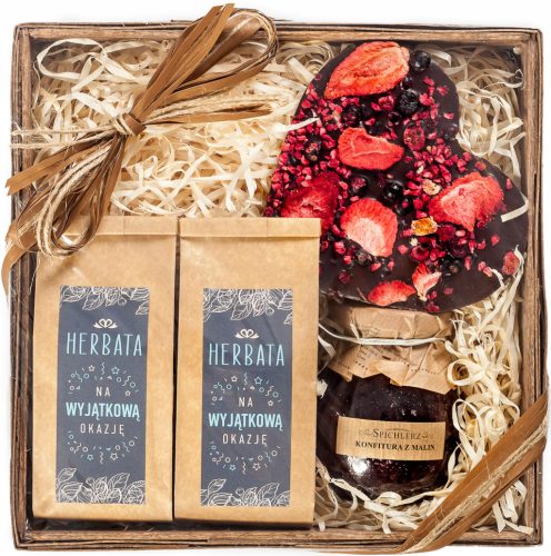  GIFT BASKET tea CHOCOLATE HEART set