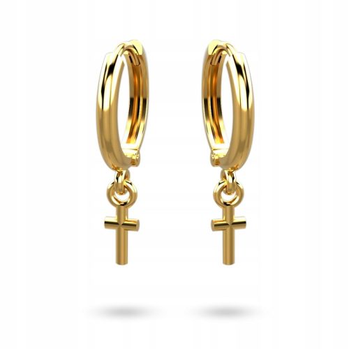  Gold earrings hanging CIRCLES CROSSES CROSS 333 8k