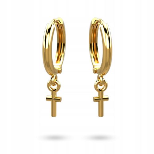  Gold earrings hanging CIRCLES CROSSES CROSS 333 8k