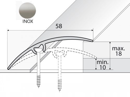 Sill strip A75 58mm INOX 93cm