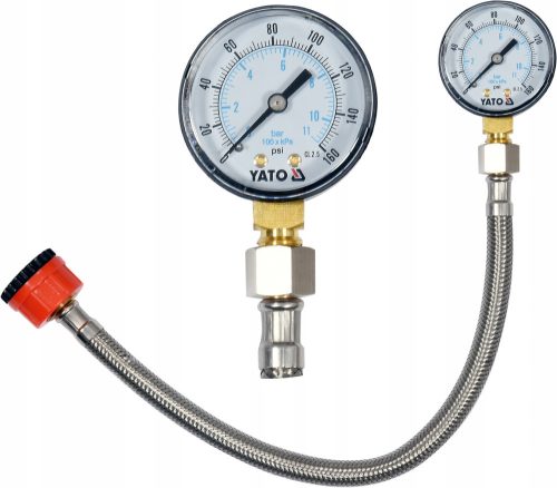 YATO professional blood pressure monitor with manometer and stainless steel hose, external thread 3/4 and 1/2", 30 cm