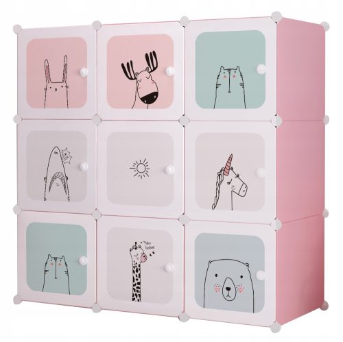  Omna CUBES ANIMALS wardrobe 110 x 110 x 37 cm in pink tones