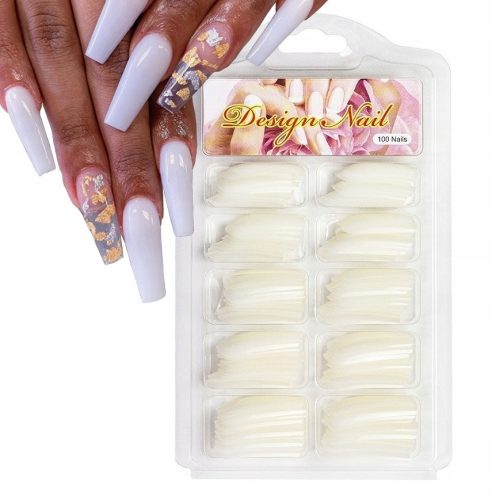  ARTIFICIAL NAIL TIPS 100 pcs BALLERINA NATURAL