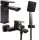 Single-lever wall-mounted bath and shower faucet Fala Retro black + pedestal washbasin faucet Fala Retro black