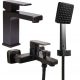 Single-lever wall-mounted bath and shower faucet Fala Retro black + pedestal washbasin faucet Fala Retro black