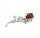  SILVER ROSE BROOCH WITH AMBER