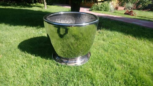 Pots and planters for outdoor and garden Polnix flowerpot 28 cm x 26 x 28 cm Diameter 26 cm Ceramic in the colors gray and silver