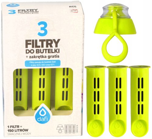 Dafi filter insert for Soft Solid bottle, lime green, clicks, 3 pcs.