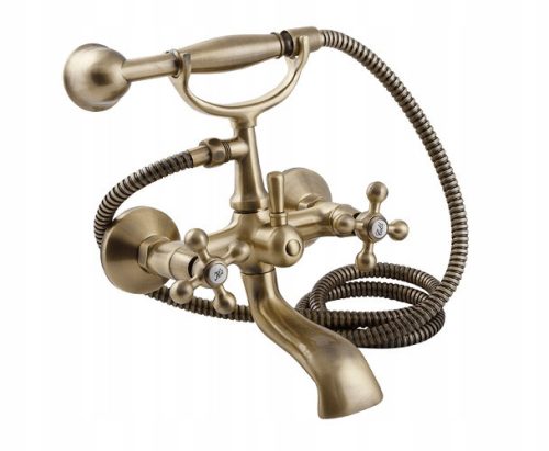 Kuchinox Stilo wall-mounted bath and shower mixer with two handles, gold