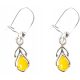  SILVER EARRINGS *yellow AMBER delicate +CERTIFICATE