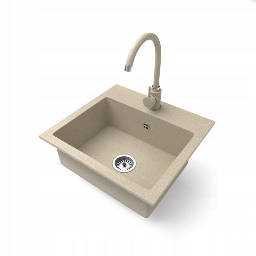 Brado DON Single Bowl Sink STEEL Faucet Siphon Chrome White Granite