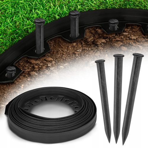 Edgings for the garden - Plastic garden edging Chrispol System 1000 cm x 4 cm black