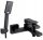Riva series single-lever wall-mounted bathtub faucet black + Cubic CUB-ZND-BL series surface-mounted shower set