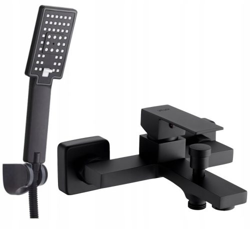 Riva series single-lever wall-mounted bathtub faucet black + Cubic CUB-ZND-BL series surface-mounted shower set