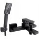 Riva series single-lever wall-mounted bathtub faucet black + Cubic CUB-ZND-BL series surface-mounted shower set