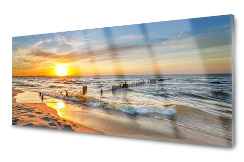 Pictures on the wall glass print sea sunset beach 125x50