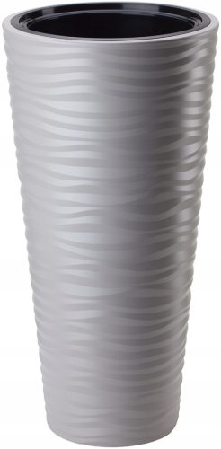  Form-Plastic flowerpot, 30 cm x 30 x 56 cm, diameter 30 cm, plastic shades in grey and silver