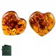  Silver stud earrings Amber Hearts