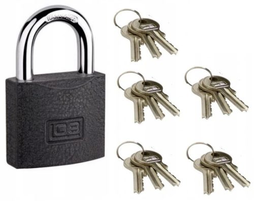 LOB padlock with key shackle