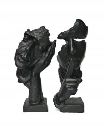 Decorative figures and sculptures for the home Sculpture Silence + Thoughtfulness. Set H-31 cm. Black