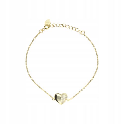  925 SILVER HEART GOLD PLATED BRACELET WITH ZIRCONIES