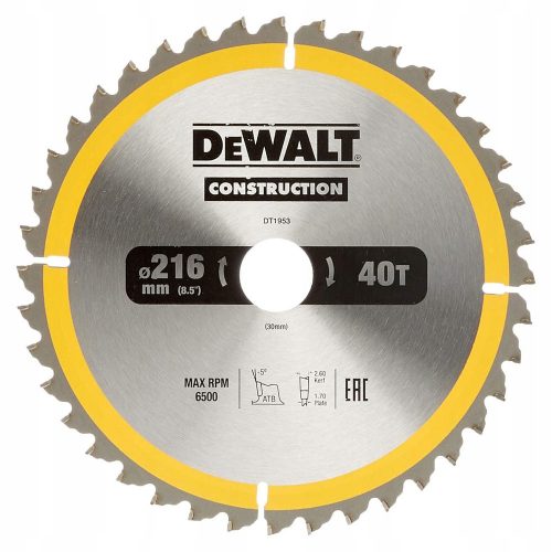  DeWalt saw blade for wood 216x30 mm