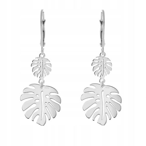  MONSTERA LEAF SILVER EARRINGS LONG SILVER 925