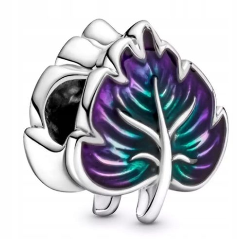  Charm Pendant Shiny Purple - Green Leaf