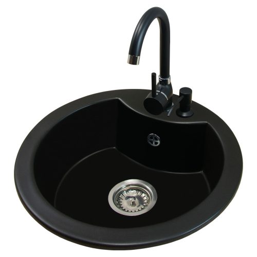 Brado MILA single bowl sink BETA faucet dispenser siphon chrome black granite