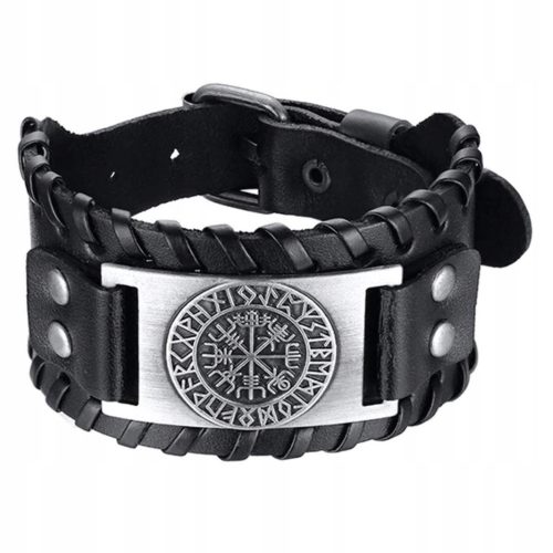  WIDE LEATHER BRACELET VALLKNUT VIKINGS