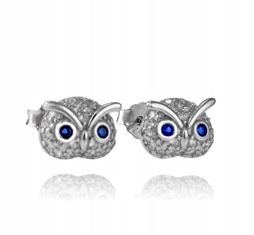  RHODIUM-PLATED SILVER OWL EARRINGS WITH ZIRCONS