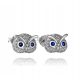  RHODIUM-PLATED SILVER OWL EARRINGS WITH ZIRCONS