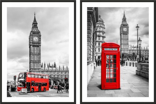 Pictures on the wall PICTURE Poster 50x70 Diptych Big Ben Stand London