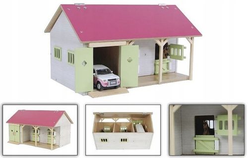  WOODEN STABLE 1:32 FOR HORSES 2 BOXES GARAGE R