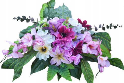  Rich bouquet of flowers, grave decoration, cemetery