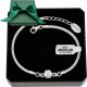  WOMEN'S SILVER BRACELET ZIRCONIA ON HAND ADJUSTABLE FOR HER + ENGRAVING