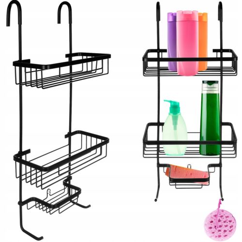  Ruhhy 16723 hanging shower shelf, black, stainless steel