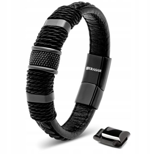  Men's Leather Bracelet [Ring] Black