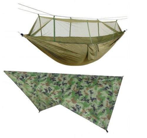 Garden and terrace hammocks K&M hammock without bar, green tones, 200 kg, 260 x 140