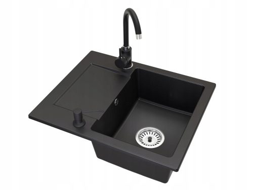 Brado DONZO single bowl sink Beta faucet dispenser siphon chrome black granite