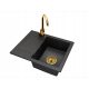 Brado DONZO single bowl sink Beta faucet Złoto siphon gold black granite