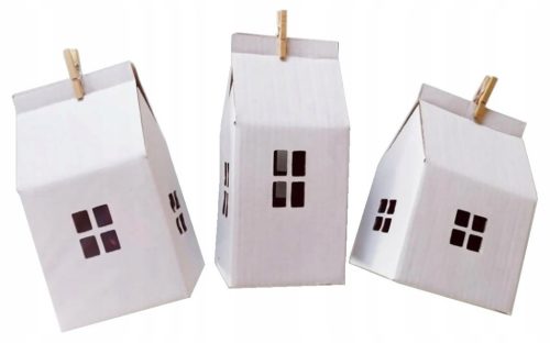  Houses for ADVENT CALENDAR - White Kraft Paper 24 pcs.