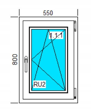 PVC WINDOW 550x800 RU WHITE, RIGHT