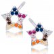 Silver Earrings 925 Colorful Stars for Kids