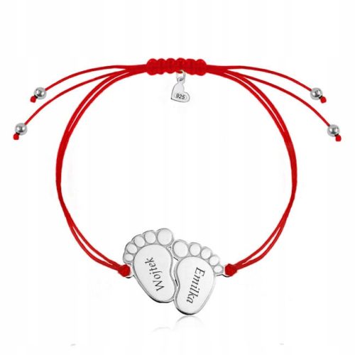  Silver string bracelet feet ENGRAVING Shine